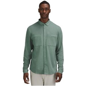 Lululemon Men’s Soft Knit Overshirt Snap Front XL Green Zippered Front Pockets